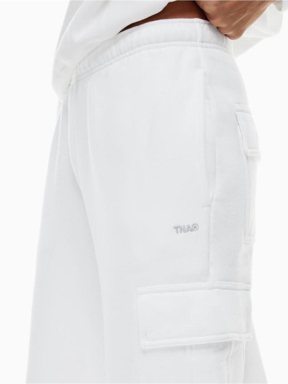 TNA Aritzia White Cargo Sweatpants